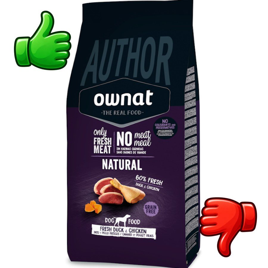 Ownat Author Pato Fresco y Pollo pienso para perros